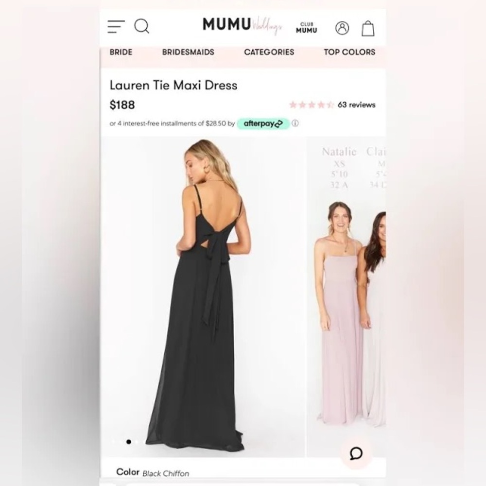 Show Me Your MuMu Lauren Tie Maxi Dress - Black (and Blush Option)